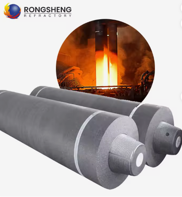 électrode de graphite haute puissance avec mamelons 700uhp électrode de graphite synthétique pour la fusion de l'acier