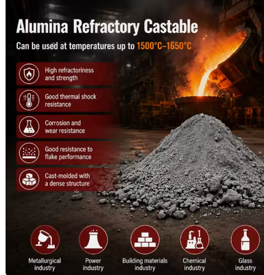 High Alumina Refractory Castable High Strength Monolithic Refractory Concrete For Industrial Furnace Kiln And Steel Plant